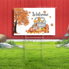 Welcome Yard Sign Harvest Thanksgiving Lawn Sign