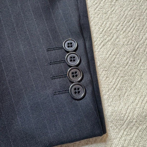 Traje Blazer Lord & Taylor Para Hombre Lana 120 Azul Marino A Rayas 44R Pantalones 35x29 Foto 4 de 4