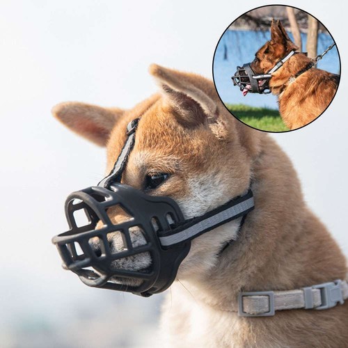 Adjustable Pet Dog No Bite Muzzle Cage Mouth Rubber Basket Cover For S L XXL USA - 第 1/15 張圖片