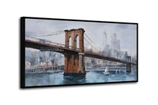 Ardemy Brooklyn Bridge Wall Art Canvas Cityscape Abstract Skyline New York Ci...
