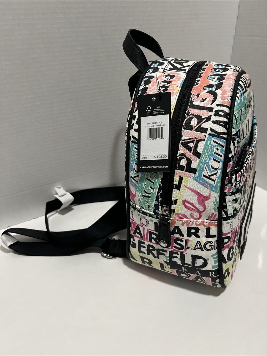 New Karl Lagerfeld Paris Medium Backpack Karl Pastel Multi