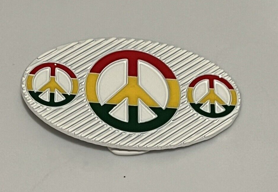 Peace Sign Lines Belt Buckle Interchangeable Enamel Paint Rainbow