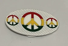 Peace Sign Lines Belt Buckle Interchangeable Enamel Paint Rainbow