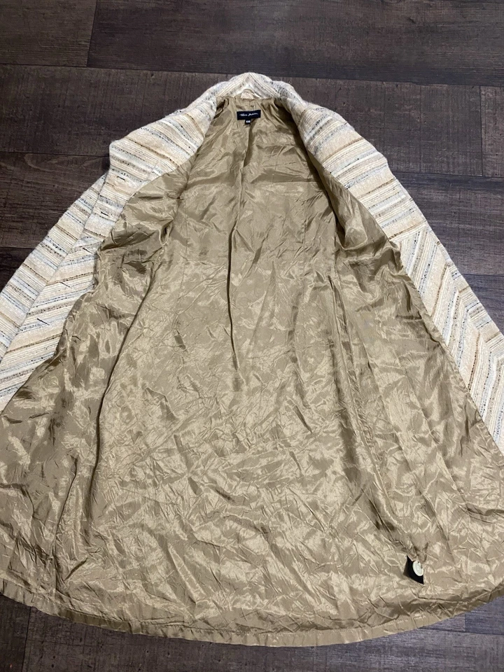 Vintage TALULA BABATON  Wool Beige Striped Coat Size XXS. - Image 3 of 4