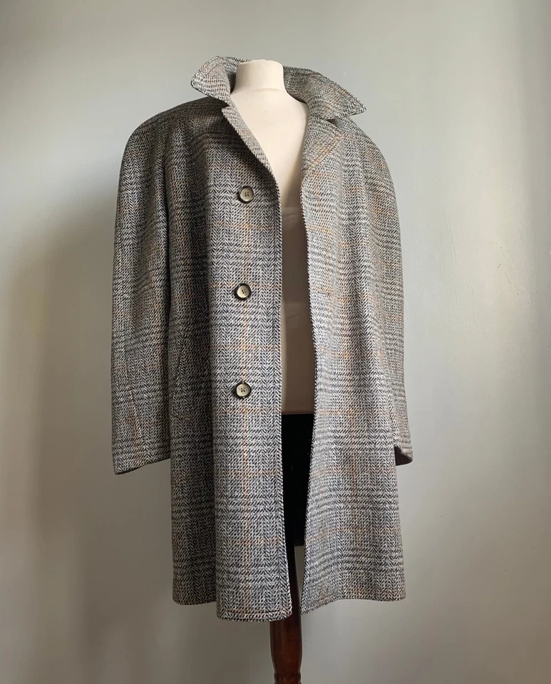 Vintage wool trench COAT 46 pure new wool luxury CROMBIE tweed COOPER & MCKENZIE - Image 3 of 4
