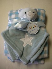 Baby Blanket Security Blanket By Sweet Soft, Bear Design, 30" x 40", New