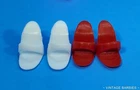 (2) Pair REPRO Vintage Barbie Doll Red & White Open Toe Heels / Shoes ~ 1990's