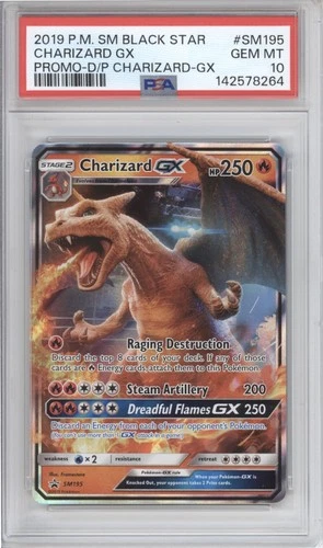 PSA 10 Gem Mint 2019 Pokemon Charizard GX HOLO SM195 Black Star Promo Sun & Moon