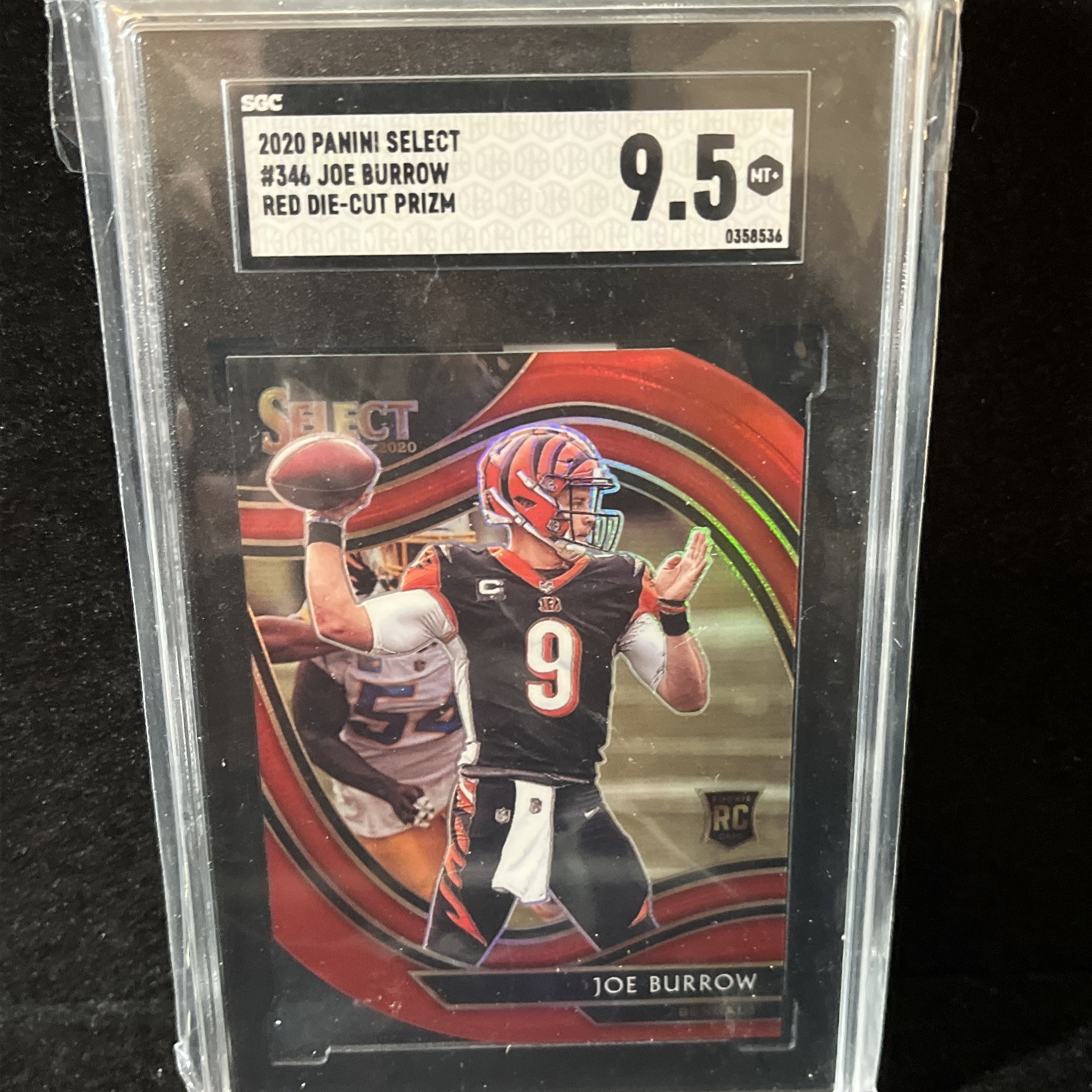 JOE BURROW SGC 9.5 RC 2020 SELECT RED DIE CUT PRIZM #346