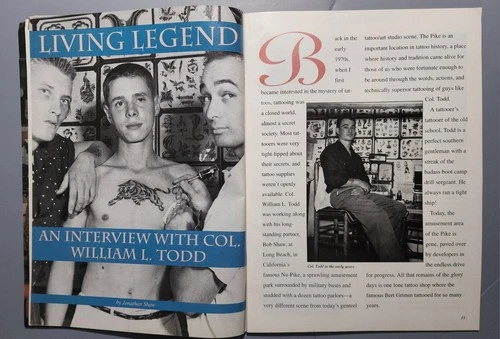 original vintage '92 intl tattoo art #1 mag col todd bob shaw photos cards flash image 3