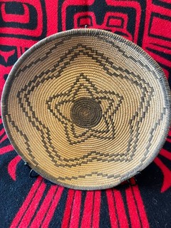 Antique Native American Handwoven Apache Basketry Bowl 12" x 2"