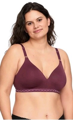 WOMENS  WARNERS CLOUD 9 SUPER SOFT BRA WIRELESS BURGUNDY RED 36C NWOT