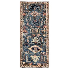 2'6"x5'8" Aegean Blue Serrated Gul Motif Soft Wool Hand Knotted Runner Rug 2435