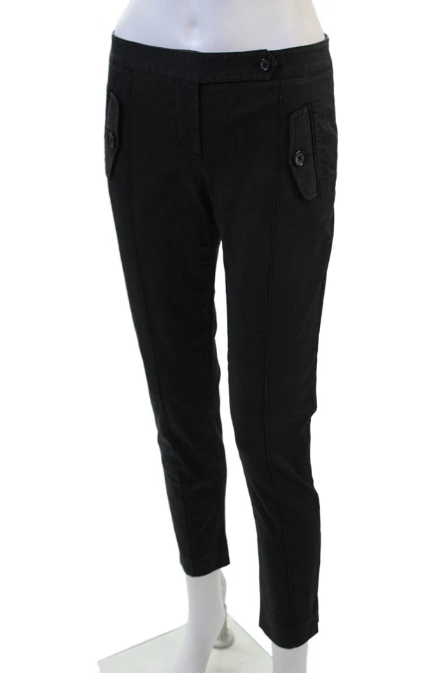 Pantalones recortados al tobillo Robert Rodriguez Black Label para mujer negros botones militares talla 2 Foto 2 de 4