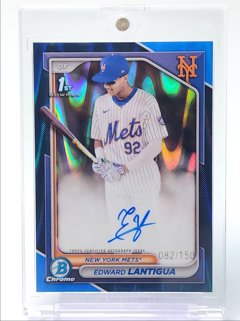 EDWARD LANTIGUA 2024 BOWMAN CHROME 1ST BLUE RAYWAVE AUTO /150 Q2091