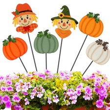 6 Pcs Thanksgiving Yard Stake, Metal Pumpkin Scarecrow Fall Lawn Decor