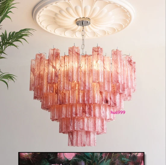 Lámpara de araña colgante de cristal colorido con vestíbulo de Murano francés Foto 2 de 4