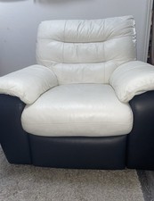 Dark Grey & Ice White Leather Armchair Electric Recliner Chair Parker Knoll EX++
