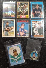 Wally Joyner Lot💥6 Vintage Cards, 1 On-Card Lapel Pin and 1 Topps Coin💥