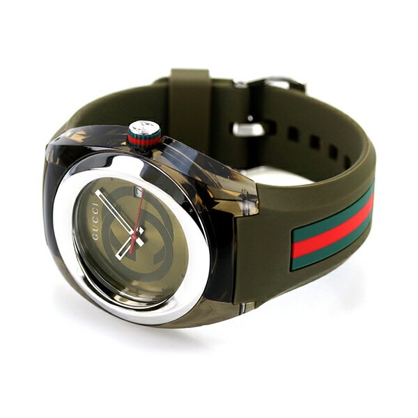 Unused GUCCI SYNC YA137106 Green Quartz Stainless Rubber Unisex