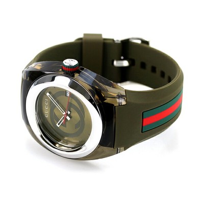 Unused GUCCI SYNC YA137106 Green Quartz Stainless Rubber Unisex