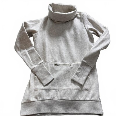 FABLETICS Wms SZ M Zaylee Pullover Heather Cream, Turtleneck, Kangaroo Pocket