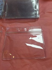 30 Clear Plastic Card Protectors / Badge Holders   Horizontal ID Sleeve Lot