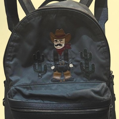 Dolce & Gabbana Vulcano Cowboy Patch LG Backpack in Black/Slate