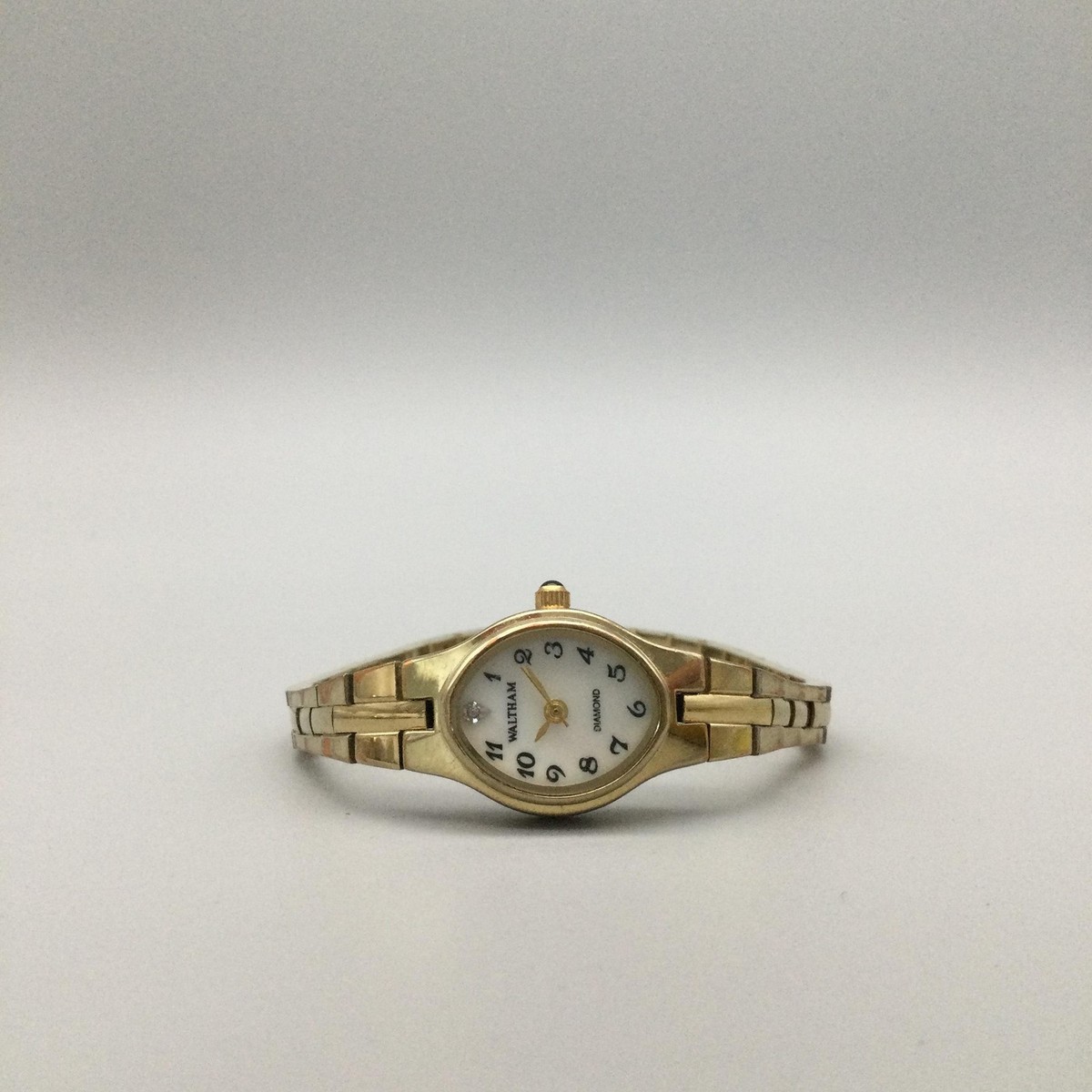 Womens Waltham Diamond Classic 17mm Oval Gold Tone MOP Watch WAW047 New Battery Womens Waltham Watch With Diamonds - Etsy main image 4