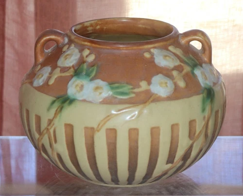 Roseville CHERRY BLOSSOM  Pink 1933 Vintage Art Deco Pottery Ceramic Vase 621-6