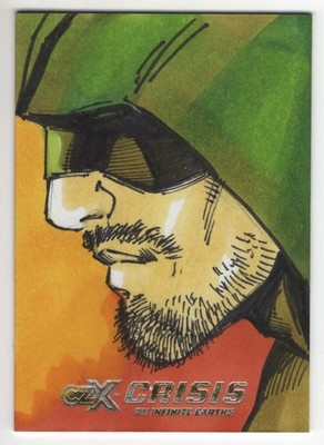 CZX Crisis on Infinite Earths sketch card of Green Arrow by artist Jed Thomas