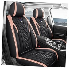 Luxury Leather Auto Car Seat Covers 5 Seats Full Set Universal Fit Bk-Pink 01