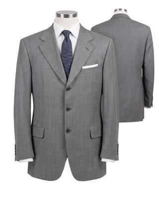 Brioni Nomentano Wool Silk Sport Coat Men s 42R Gray Windowpane Blazer