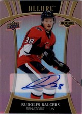 2019-20 Upper Deck Allure Auto Pink Diamond 111 Rudolfs Balcers Auto /59 HKY