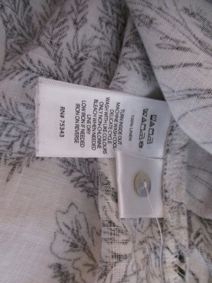 Vestido camisero Tahari de lino para mujer talla M negro floral manga larga abotonado Foto 4 de 4