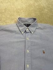 Ralph Lauren Dress Shirt Mens 16.5 33 Blue Flesh Pony Preppy Yarmouth Oxford