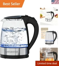 Electric Kettle 1.8L Glass Tea Kettle with LED Light Auto Shut-Off Fast Boil