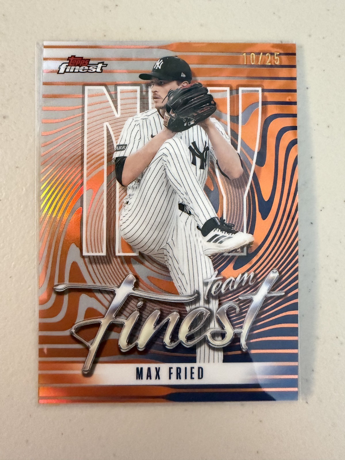 2026 Topps Finest Baseball #TF-5 Max Fried Team Finest Orange Refractor /25