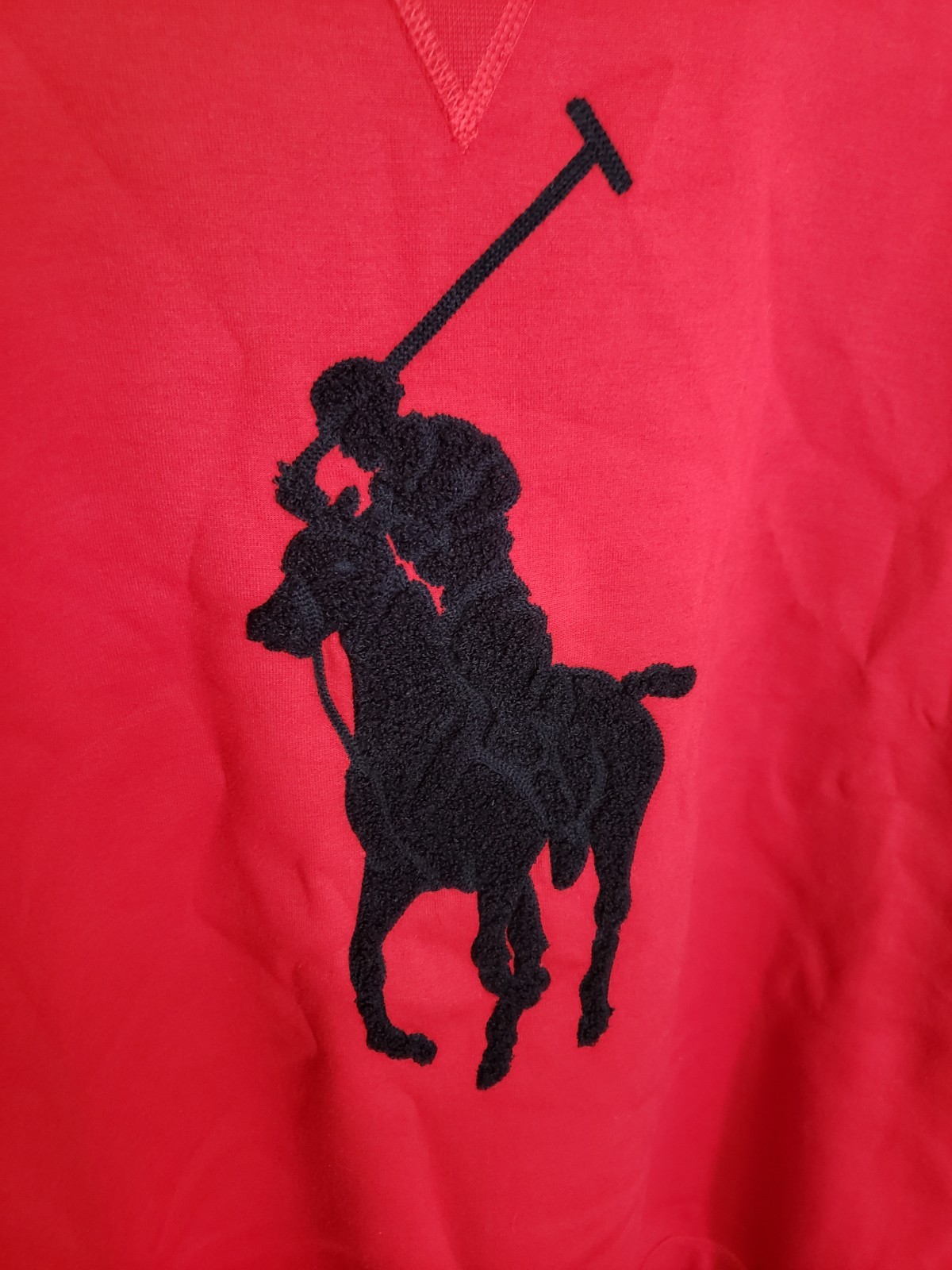 Polo Ralph Lauren Rosso Big Pony Felpa Girocollo Doppia Maglia Taglia XXL UOMO