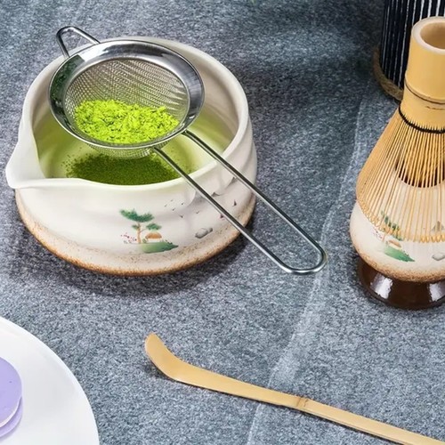 Matcha Zubereitung Set Bambus Whisk Schale Sieb Löffel Deko Geschenk Idee - Bild 3 von 16