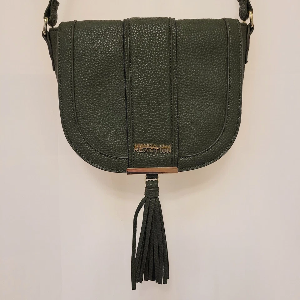Kenneth Cole Reaction Dark Green Faux Leather Crossbody Shoulder Bag Purse  - Image 2 of 4