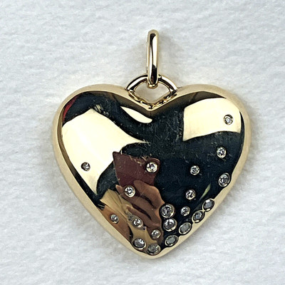 Bloomingdale's Fine Jewelry 14k Gold Diamond Puffy Heart Pendant 0.1ct by EFFY