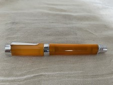 Vintage LALEX 1938 Made in Italy Rollerball Pen Orange Swirl Resin Chrome