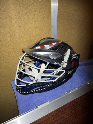 Cascade XRS Lacrosse Helmet USA West Custom Chrome Patriotic Wrap White Facemask