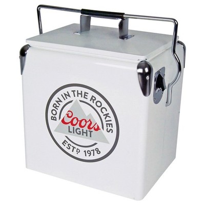 Coors Light Ice Chest Cooler - Portable Ice Bucket with Bottle Opener, Vintage S