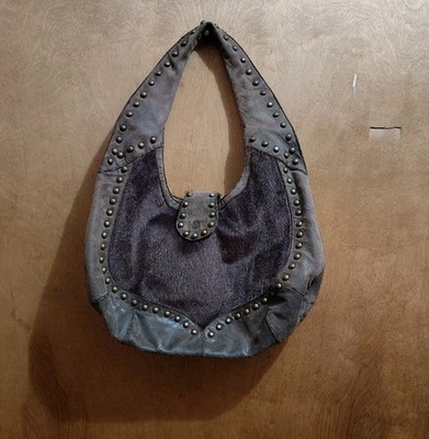 MATT & NAT  Vegan Leather & Fur Studded Hobo Shoulder Bag Purse 