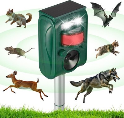 Solar Power Animal Ultrasonic Repellent Mice Gopher Mole Pest Snake Repeller LED