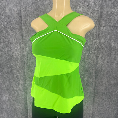 DTL Sleeveless Green Geometric Women Sleeveless Soft Tennis Envy Tank Top L