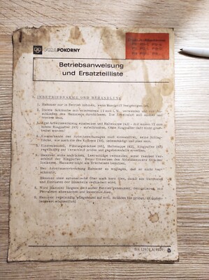  Betriebsanweisung Ersatzteilliste FMA Pokorny Druckluft-Abbauhämmer P11-P19
