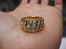 Vintage 925 Sterling Silver Ring Rhinestones  Maker Marks Size 7 1/4 B42